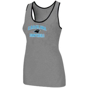 Exquisite Chic Women's Carolina Panthers Heart & Soul Tri-Blend Racerback Stretch Tank Top Light Grey for a Stylish Sporting Appearance