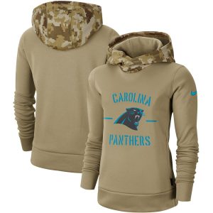 Comfortable Attractive Classic Women's Carolina Panthers Khaki 2019 Salute to Service Therma Pullover Hoodie for True Fans