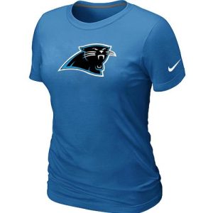 Fashionable Chic Unique Premium Women's Carolina Panthers Logo NFL T-Shirt Light Blue for the Ultimate Fan Experience