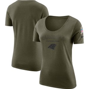 Authentic Exquisite Sturdy Attractive Women's Carolina Panthers Olive Salute to Service Legend Scoop Neck T-Shirt to Boost Team Spirit