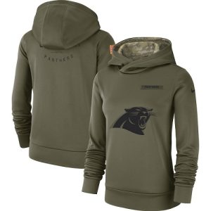 Fabulous Attractive Elegant Handsome Women's Carolina Panthers Olive Salute to Service Sideline Therma Performance Pullover Hoodie to Boost Team Spirit
