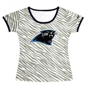 Premium Stunning Cool Trendy Women's Carolina Panthers Sideline Legend Authentic Logo Zebra Stripes T-Shirt for True Fans