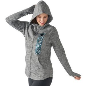 Fabulous Vibrant Attractive Women's NFL Carolina Panthers G-III 4Her by Carl Banks Recovery Full-Zip Hoodie Heathered Gray to Elevate Your Game Day Look