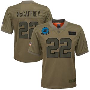 Gorgeous Exclusive Distinctive Luxurious Youth Carolina Panthers #22 Christian McCaffrey Camo 2019 Salute to Service Game Jersey for a Memorable Fan Moment
